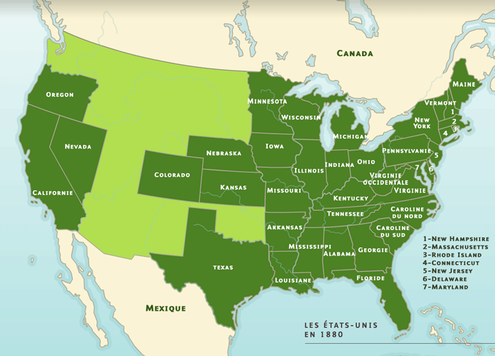 Carte des états des Usa